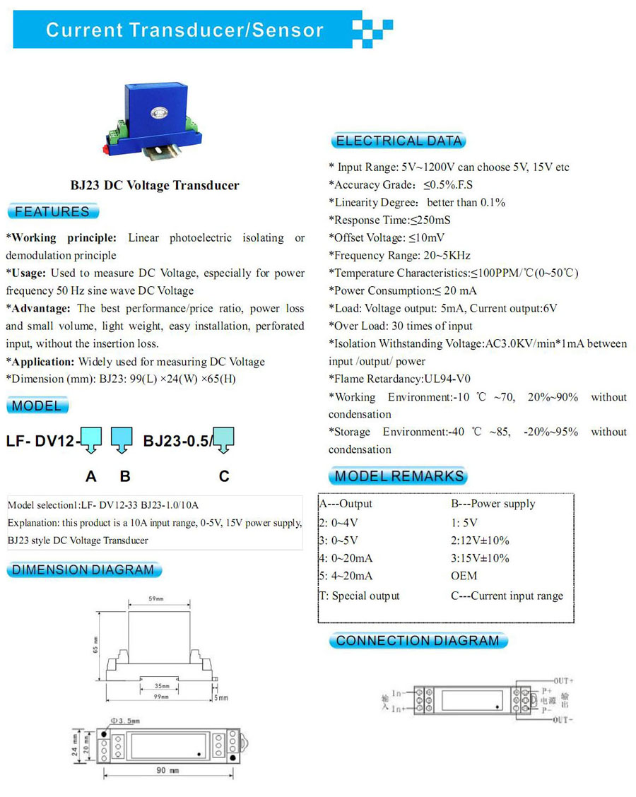 BJ23 DC Voltage Transducer